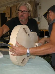 Guitar being built