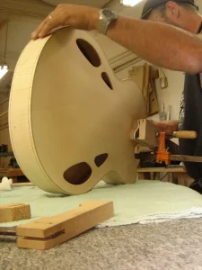 Guitar being built