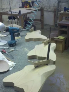 Guitar being built
